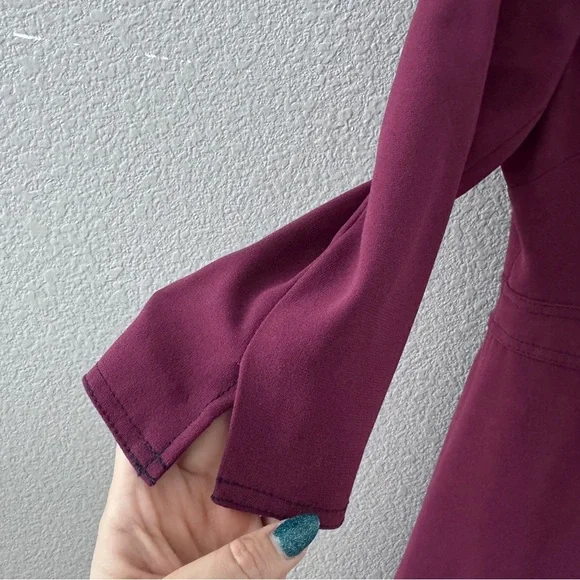 Boden Addie Dress In Merlot Tie Waist 3/4 Sleeve Burgundy Midi Size 8 8R - Picture 9 of 15